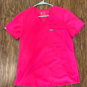 Figs Shocking Pink Scrub Top